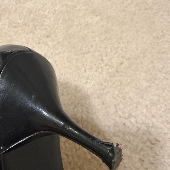 Coach Patent Black Leather Heels with Gold Interior - Picture 6 of 8